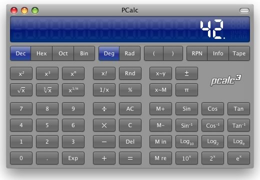 PCalc 3.3, una calculadora científica para Mac